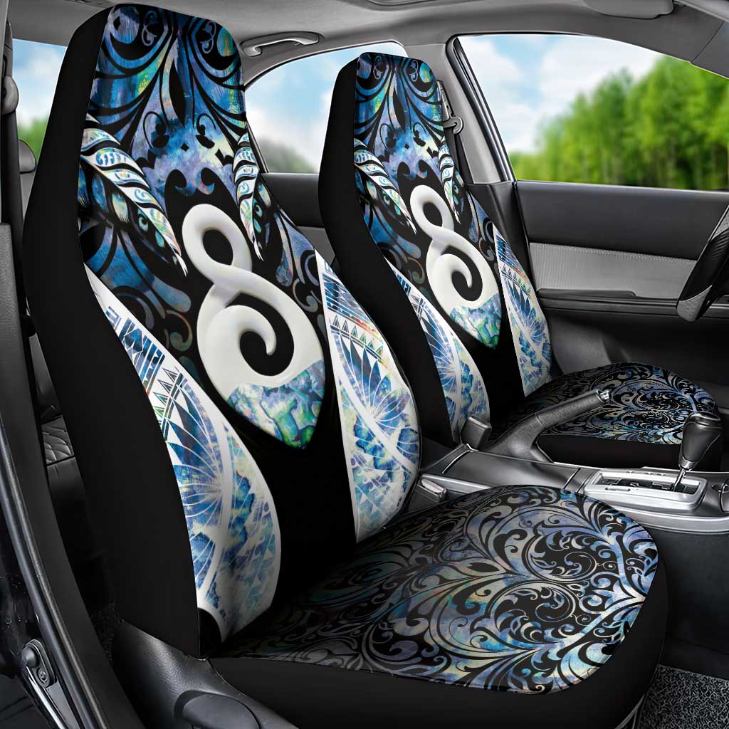 New Zealand Aotearoa Car Seat Cover Pikorua Single Twist Green Paua Shell