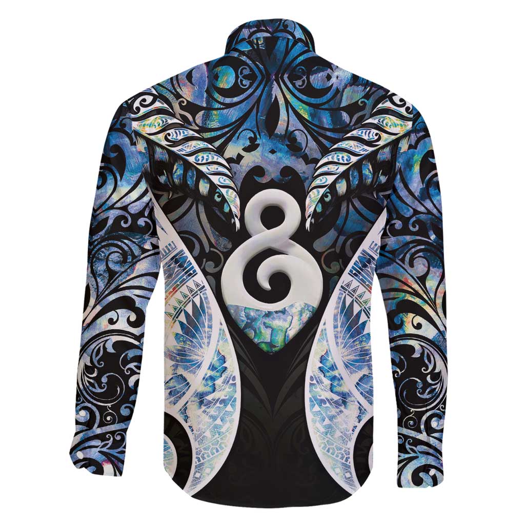 New Zealand Aotearoa Family Matching Off Shoulder Short Dress and Hawaiian Shirt Pikorua Single Twist Green Paua Shell