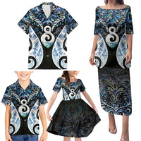 New Zealand Aotearoa Family Matching Puletasi and Hawaiian Shirt Pikorua Single Twist Green Paua Shell DT05 - Polynesian Pride