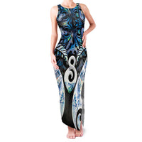 New Zealand Aotearoa Family Matching Tank Maxi Dress and Hawaiian Shirt Pikorua Single Twist Green Paua Shell DT05 Mom's Dress Green - Polynesian Pride