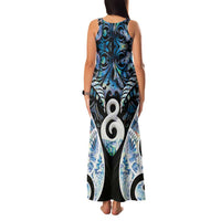 New Zealand Aotearoa Family Matching Tank Maxi Dress and Hawaiian Shirt Pikorua Single Twist Green Paua Shell DT05 - Polynesian Pride