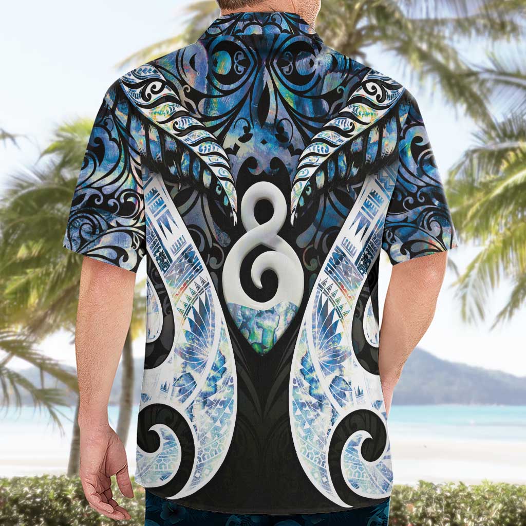 New Zealand Aotearoa Hawaiian Shirt Pikorua Single Twist Green Paua Shell