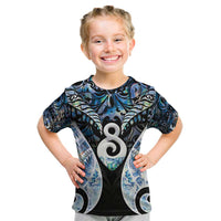 New Zealand Aotearoa Kid T Shirt Pikorua Single Twist Green Paua Shell DT05 Green - Polynesian Pride