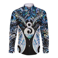 New Zealand Aotearoa Long Sleeve Button Shirt Pikorua Single Twist Green Paua Shell