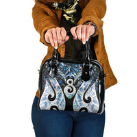 New Zealand Aotearoa Shoulder Handbag Pikorua Single Twist Green Paua Shell