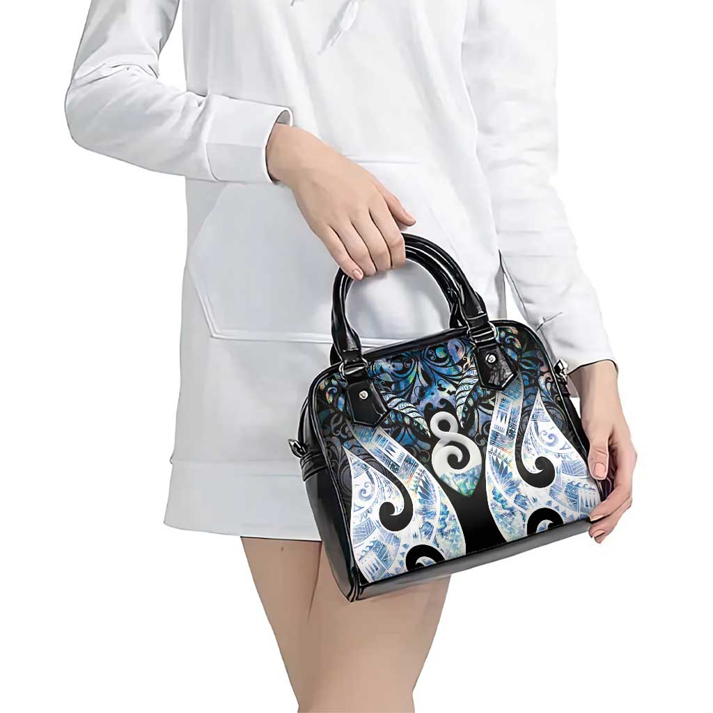 New Zealand Aotearoa Shoulder Handbag Pikorua Single Twist Green Paua Shell