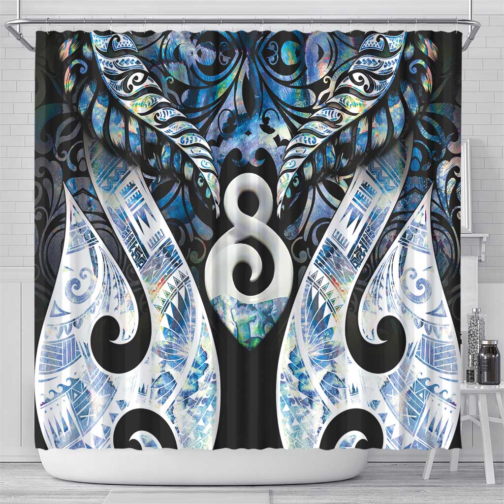 New Zealand Aotearoa Shower Curtain Pikorua Single Twist Green Paua Shell