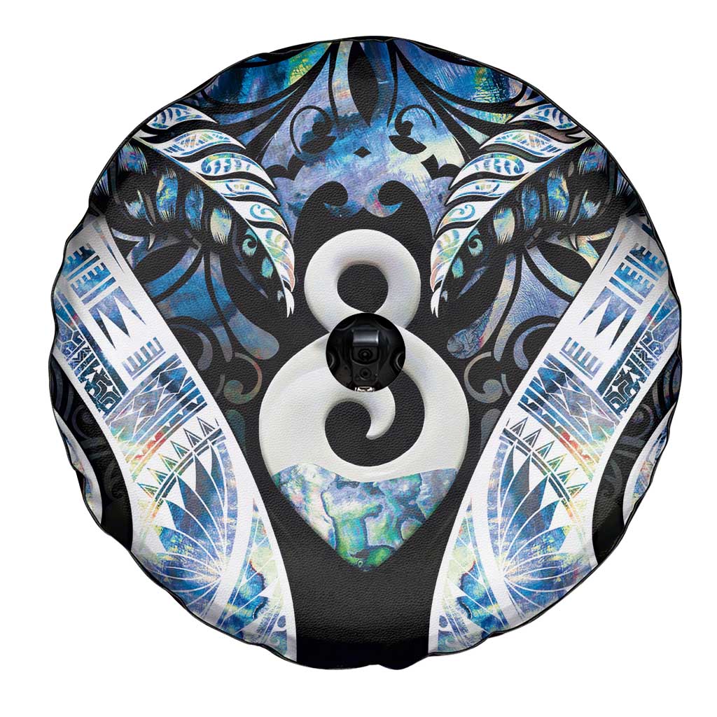 New Zealand Aotearoa Spare Tire Cover Pikorua Single Twist Green Paua Shell