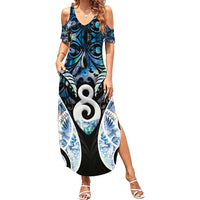 New Zealand Aotearoa Summer Maxi Dress Pikorua Single Twist Green Paua Shell