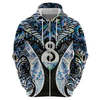 New Zealand Aotearoa Zip Hoodie Pikorua Single Twist Green Paua Shell
