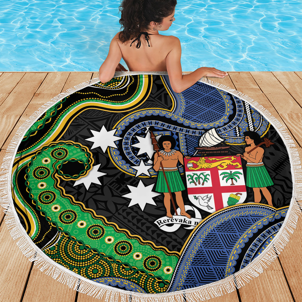 South Sea Islanders And Fiji Beach Blanket Fijian Coat Of Arms And Southern Cross DT05 - Polynesian Pride
