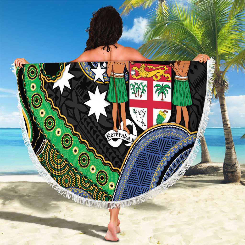 South Sea Islanders And Fiji Beach Blanket Fijian Coat Of Arms And Southern Cross DT05 - Polynesian Pride