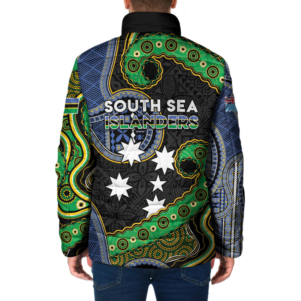 South Sea Islanders And Fiji Padded Jacket Fijian Coat Of Arms And Southern Cross DT05 - Polynesian Pride
