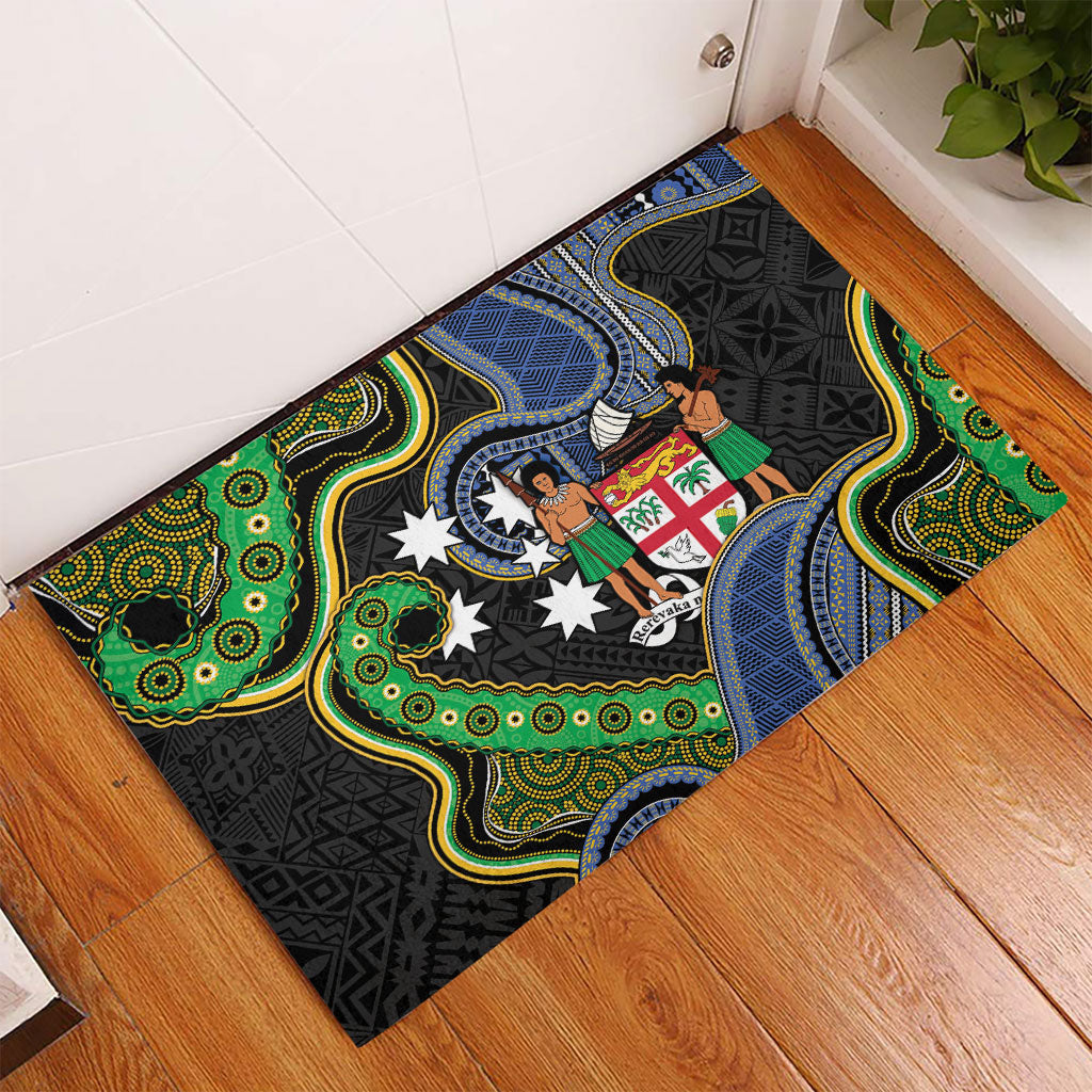 South Sea Islanders And Fiji Rubber Doormat Fijian Coat Of Arms And Southern Cross DT05 - Polynesian Pride