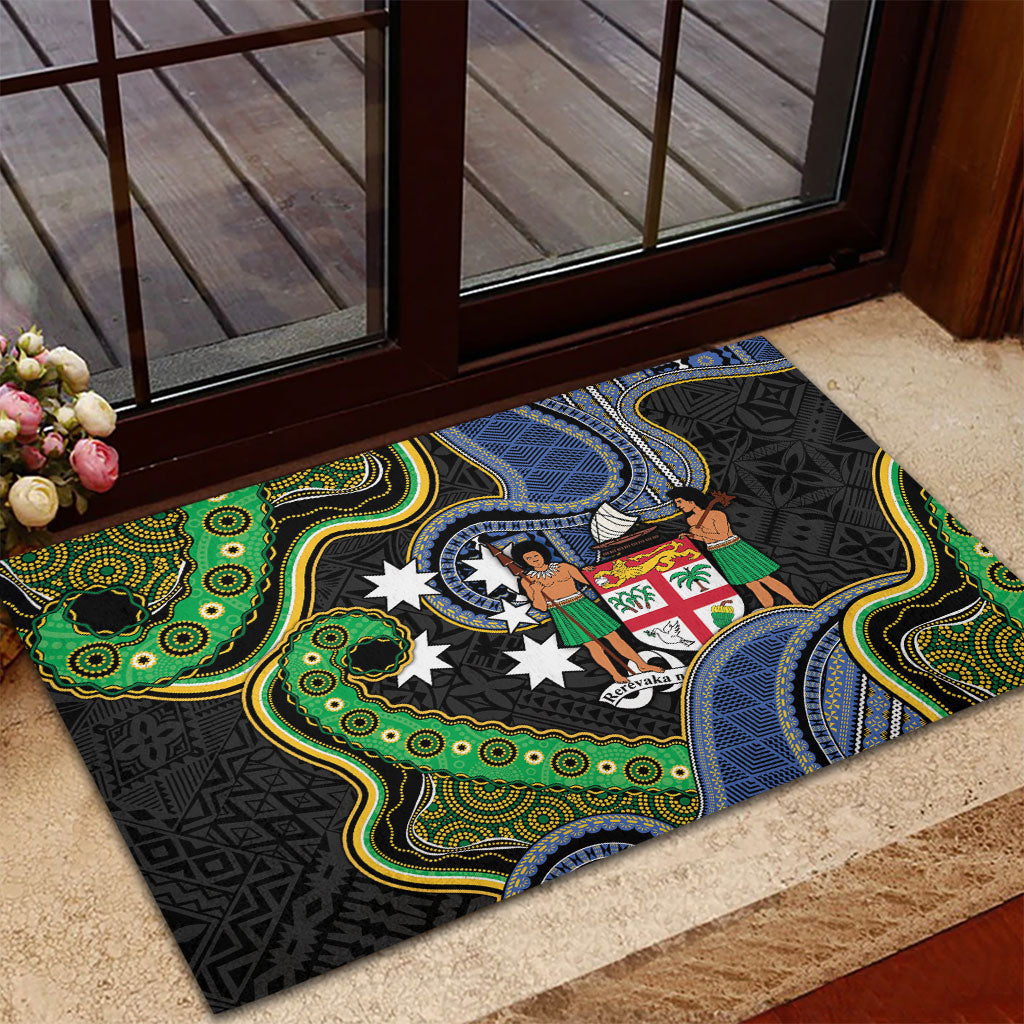 South Sea Islanders And Fiji Rubber Doormat Fijian Coat Of Arms And Southern Cross DT05 - Polynesian Pride