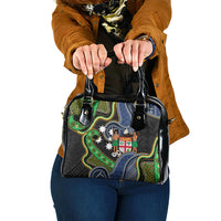 South Sea Islanders And Fiji Shoulder Handbag Fijian Coat Of Arms And Southern Cross DT05 One Size Black - Polynesian Pride