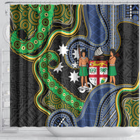 South Sea Islanders And Fiji Shower Curtain Fijian Coat Of Arms And Southern Cross DT05 - Polynesian Pride