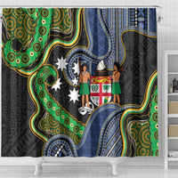 South Sea Islanders And Fiji Shower Curtain Fijian Coat Of Arms And Southern Cross DT05 - Polynesian Pride