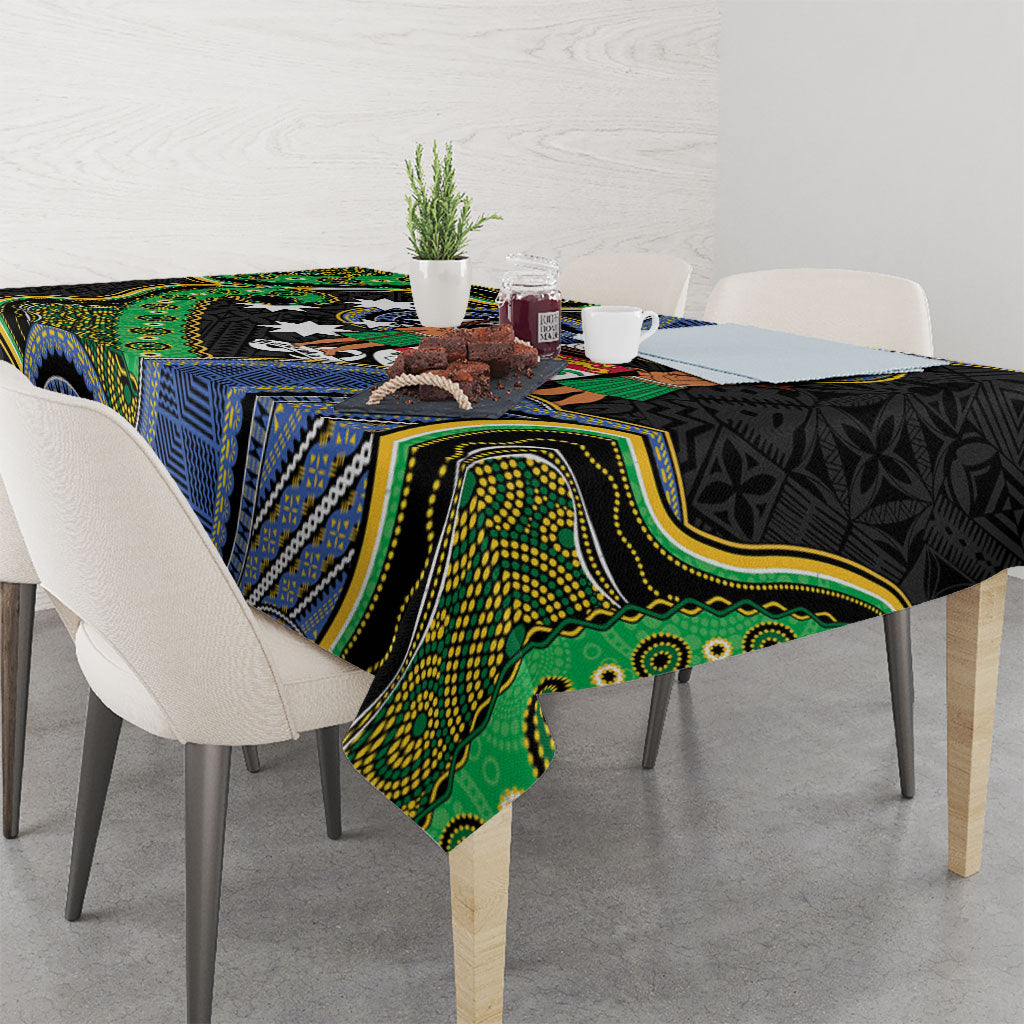 South Sea Islanders And Fiji Tablecloth Fijian Coat Of Arms And Southern Cross DT05 - Polynesian Pride
