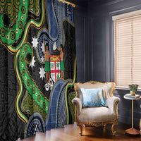 South Sea Islanders And Fiji Window Curtain Fijian Coat Of Arms And Southern Cross DT05 - Polynesian Pride