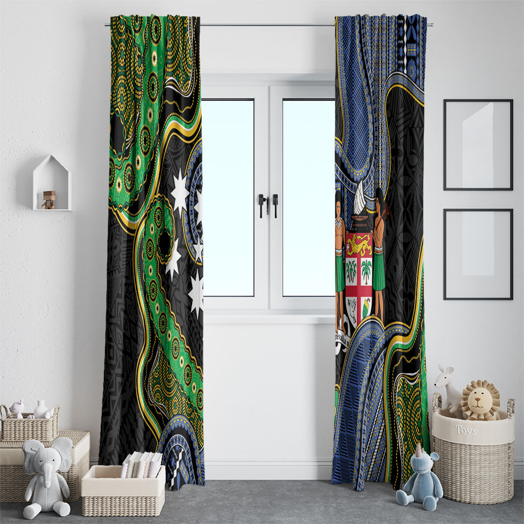 South Sea Islanders And Fiji Window Curtain Fijian Coat Of Arms And Southern Cross DT05 - Polynesian Pride