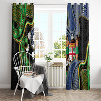 South Sea Islanders And Fiji Window Curtain Fijian Coat Of Arms And Southern Cross DT05 - Polynesian Pride