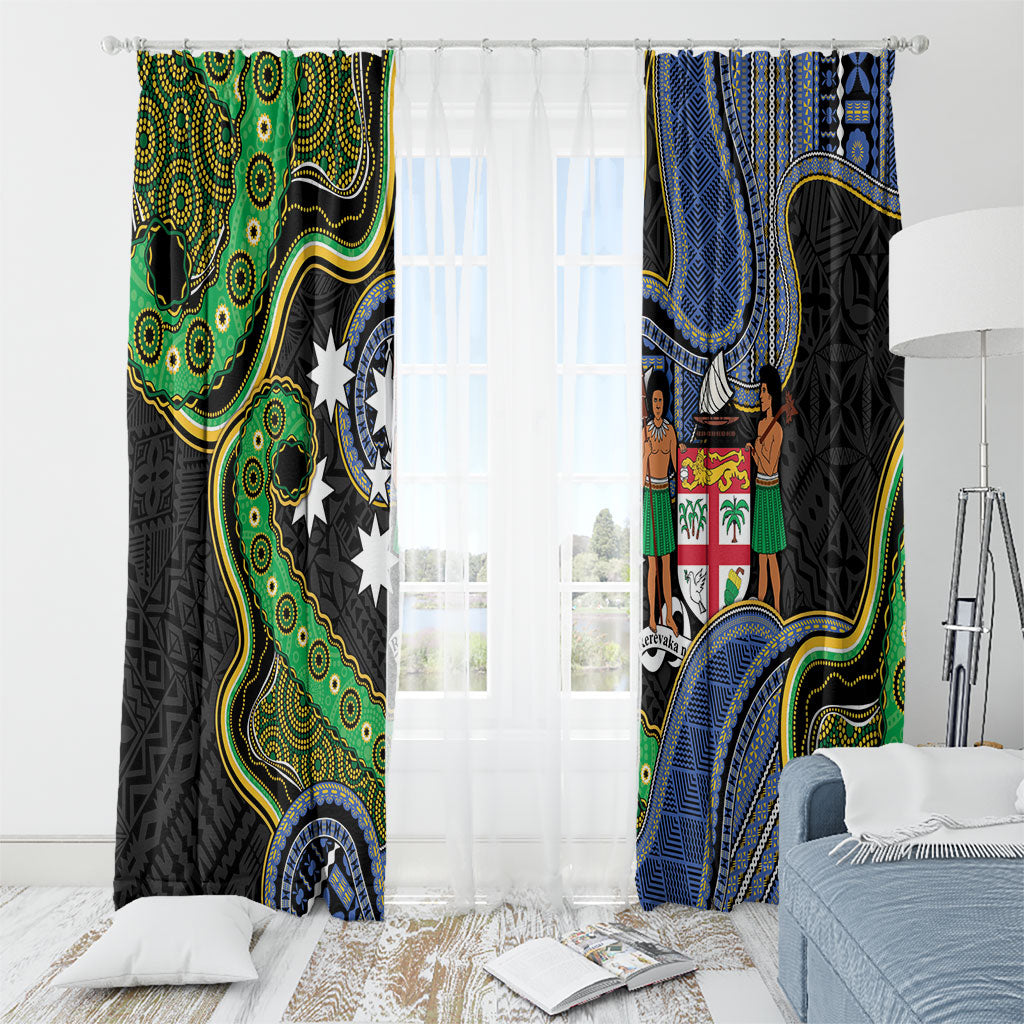 South Sea Islanders And Fiji Window Curtain Fijian Coat Of Arms And Southern Cross DT05 - Polynesian Pride