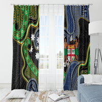 South Sea Islanders And Fiji Window Curtain Fijian Coat Of Arms And Southern Cross DT05 - Polynesian Pride