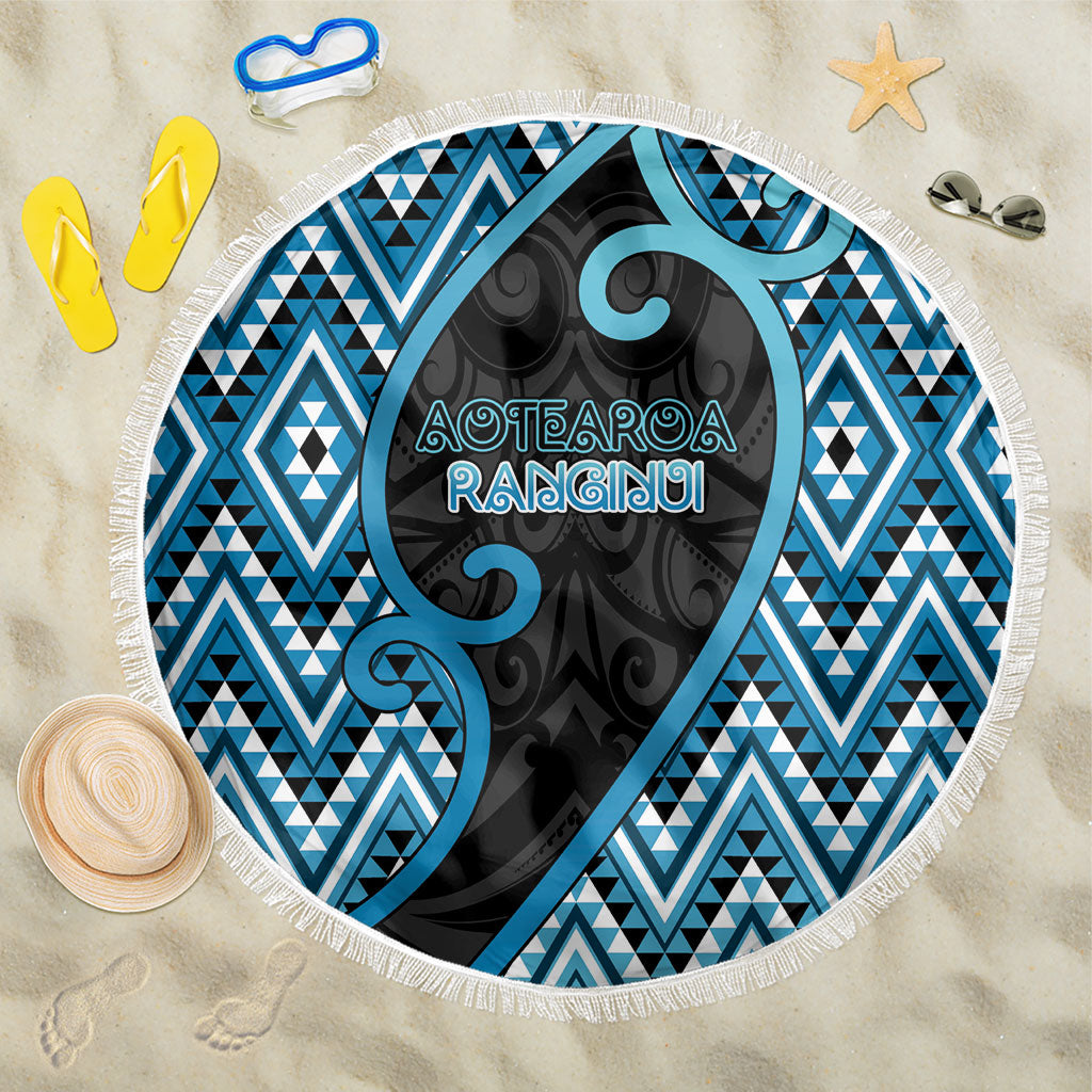 Aotearoa Atua Ranginui Beach Blanket Maori Sky Father Koru Patterns DT05 One Size 150cm Blue - Polynesian Pride