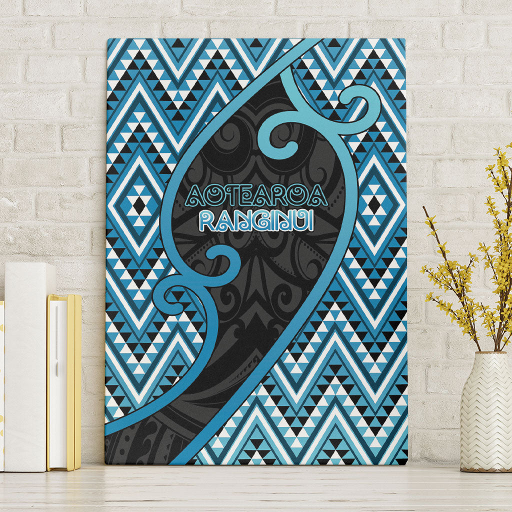 Aotearoa Atua Ranginui Canvas Wall Art Maori Sky Father Koru Patterns DT05 Without Frame Blue - Polynesian Pride