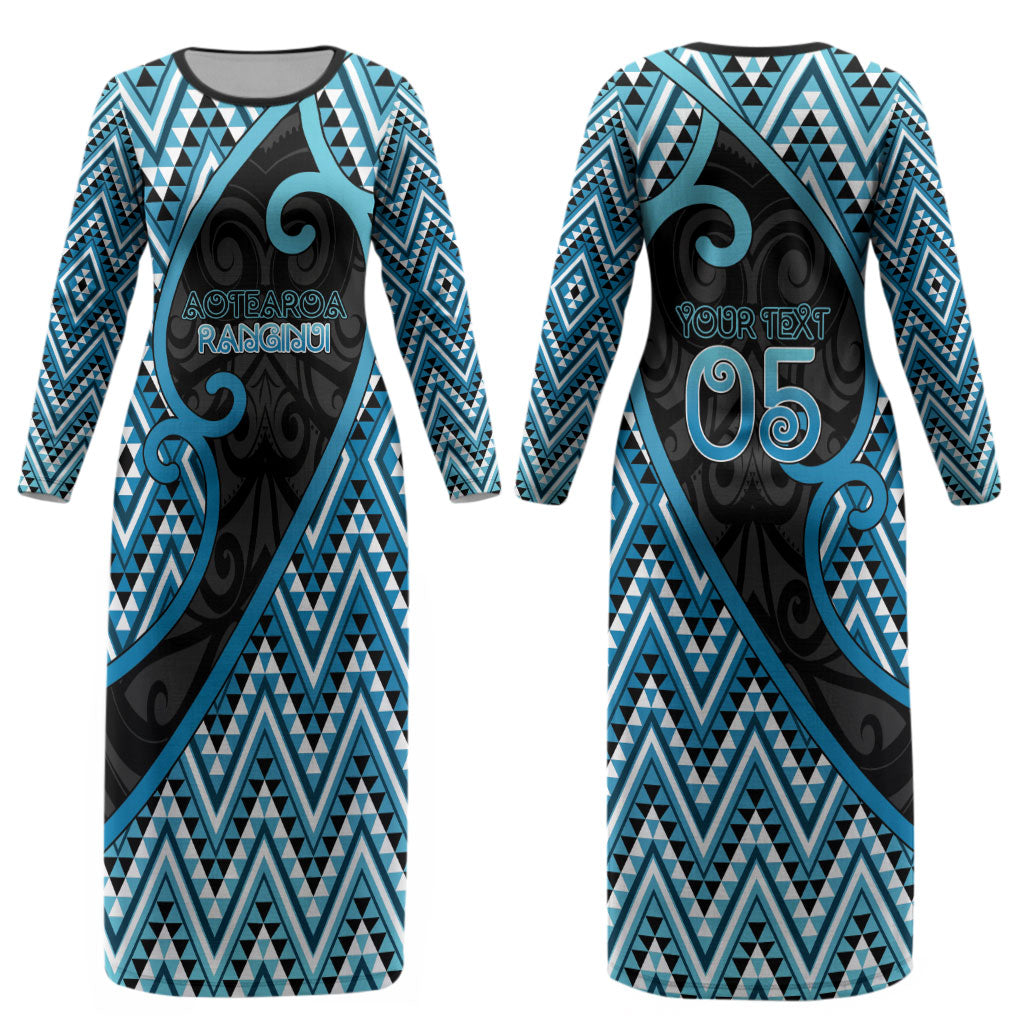 Custom Aotearoa Atua Ranginui Couples Matching Long Sleeve Bodycon Dress and Long Sleeve Button Shirt Maori Sky Father Koru Patterns DT05 - Polynesian Pride