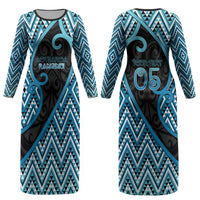 Custom Aotearoa Atua Ranginui Couples Matching Long Sleeve Bodycon Dress and Long Sleeve Button Shirt Maori Sky Father Koru Patterns DT05 - Polynesian Pride