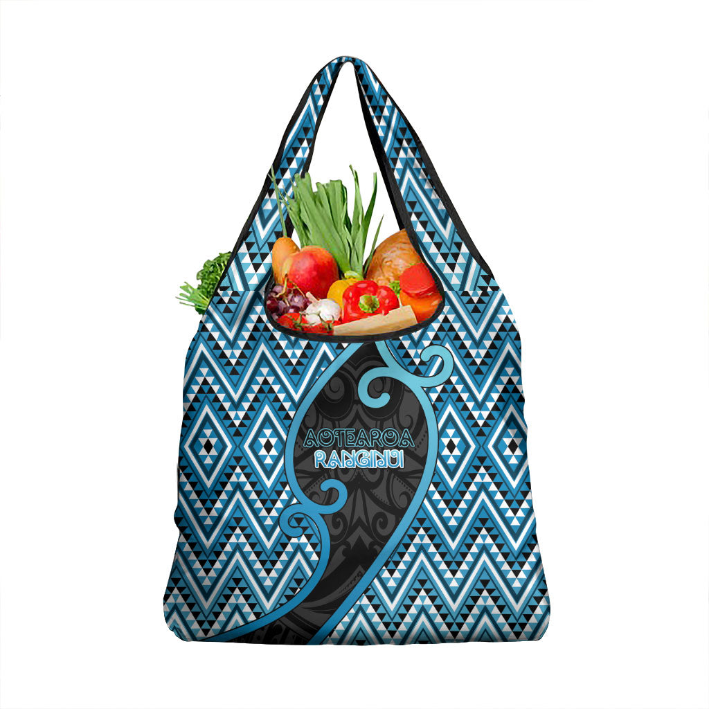 Aotearoa Atua Ranginui Grocery Bag Maori Sky Father Koru Patterns DT05 1-pack One Size Blue - Polynesian Pride