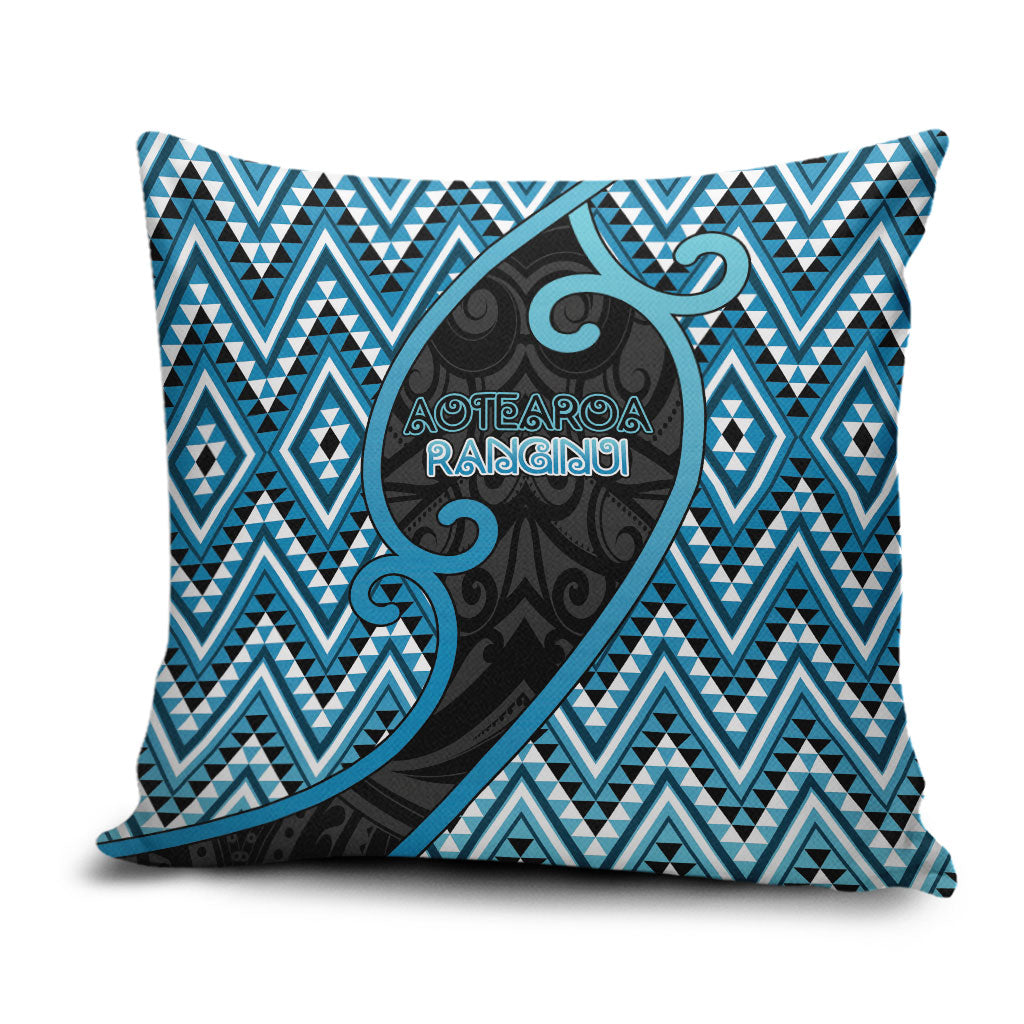 Aotearoa Atua Ranginui Pillow Cover Maori Sky Father Koru Patterns DT05 Blue - Polynesian Pride