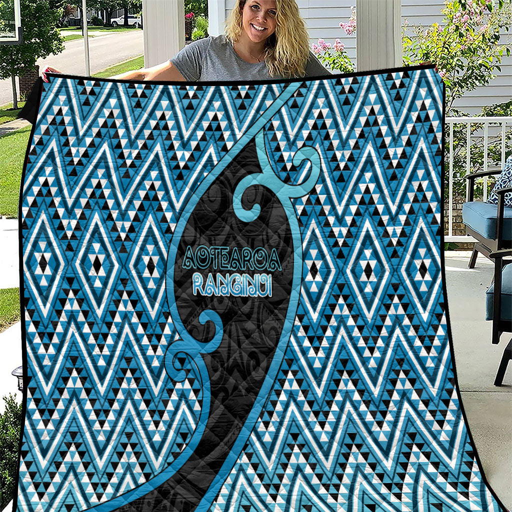 Aotearoa Atua Ranginui Quilt Maori Sky Father Koru Patterns DT05 Blue - Polynesian Pride