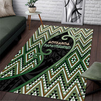 Aotearoa Atua Papatuanuku Area Rug Earth Mother Father Koru Patterns DT05 Green - Polynesian Pride