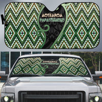 Aotearoa Atua Papatuanuku Auto Sun Shade Earth Mother Father Koru Patterns DT05 Green - Polynesian Pride