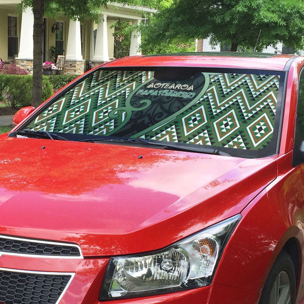 Aotearoa Atua Papatuanuku Auto Sun Shade Earth Mother Father Koru Patterns DT05 - Polynesian Pride