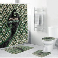 Aotearoa Atua Papatuanuku Bathroom Set Earth Mother Father Koru Patterns DT05 Bathroom Set (4 pcs) Green - Polynesian Pride