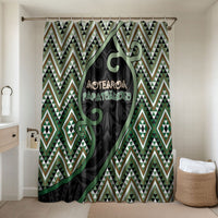 Aotearoa Atua Papatuanuku Bathroom Set Earth Mother Father Koru Patterns DT05 Shower Curtain Only Green - Polynesian Pride