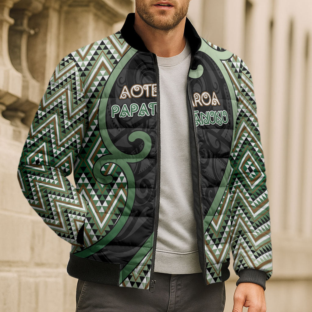 Custom Aotearoa Atua Papatuanuku Bomber Puffer Jacket Earth Mother Father Koru Patterns DT05 - Polynesian Pride