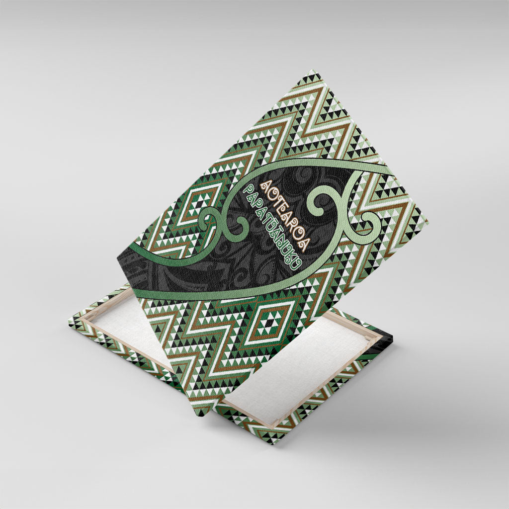Aotearoa Atua Papatuanuku Canvas Wall Art Earth Mother Father Koru Patterns DT05 With Frame Green - Polynesian Pride