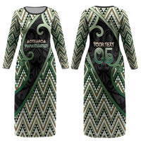 Custom Aotearoa Atua Papatuanuku Couples Matching Long Sleeve Bodycon Dress and Long Sleeve Button Shirt Earth Mother Father Koru Patterns DT05 - Polynesian Pride