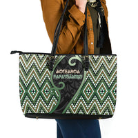 Aotearoa Atua Papatuanuku Leather Tote Bag Earth Mother Father Koru Patterns DT05 - Polynesian Pride