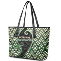 Aotearoa Atua Papatuanuku Leather Tote Bag Earth Mother Father Koru Patterns DT05 - Polynesian Pride