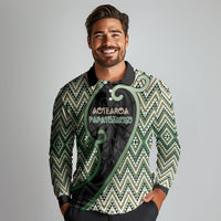 Custom Aotearoa Atua Papatuanuku Long Sleeve Polo Shirt Earth Mother Father Koru Patterns DT05 - Polynesian Pride
