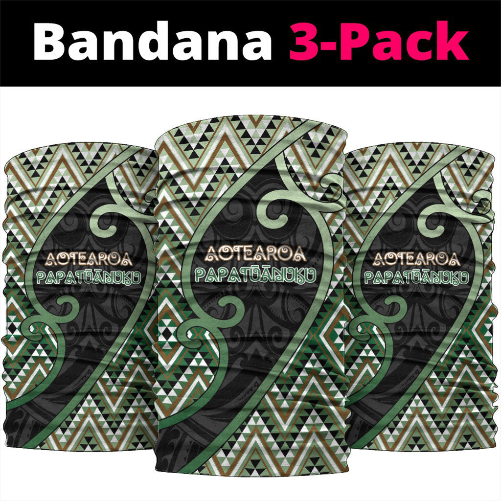Aotearoa Atua Papatuanuku Neck Gaiter Earth Mother Father Koru Patterns DT05 package One Size: 25*50cm Green - Polynesian Pride