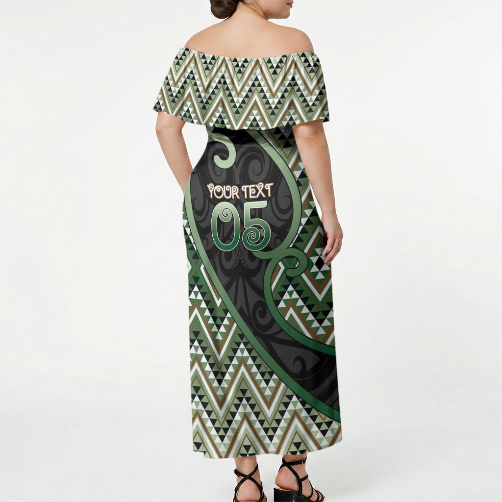Custom Aotearoa Atua Papatuanuku Off Shoulder Maxi Dress Earth Mother Father Koru Patterns