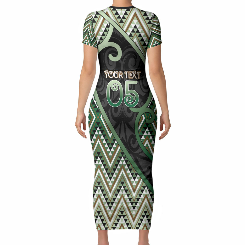 Custom Aotearoa Atua Papatuanuku Short Sleeve Bodycon Dress Earth Mother Father Koru Patterns DT05 - Polynesian Pride