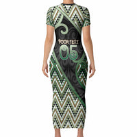 Custom Aotearoa Atua Papatuanuku Short Sleeve Bodycon Dress Earth Mother Father Koru Patterns DT05 - Polynesian Pride